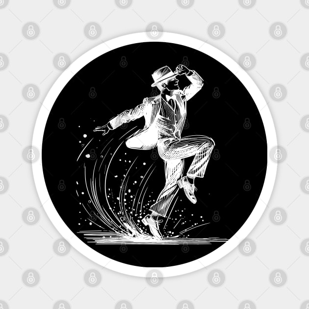 Tap dancer white sketch Magnet by PrintSoulDesigns